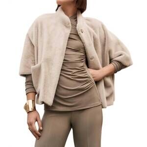 NEW JOSEPH RIBKOFF minimalist oversized everyday jacket in champagne
